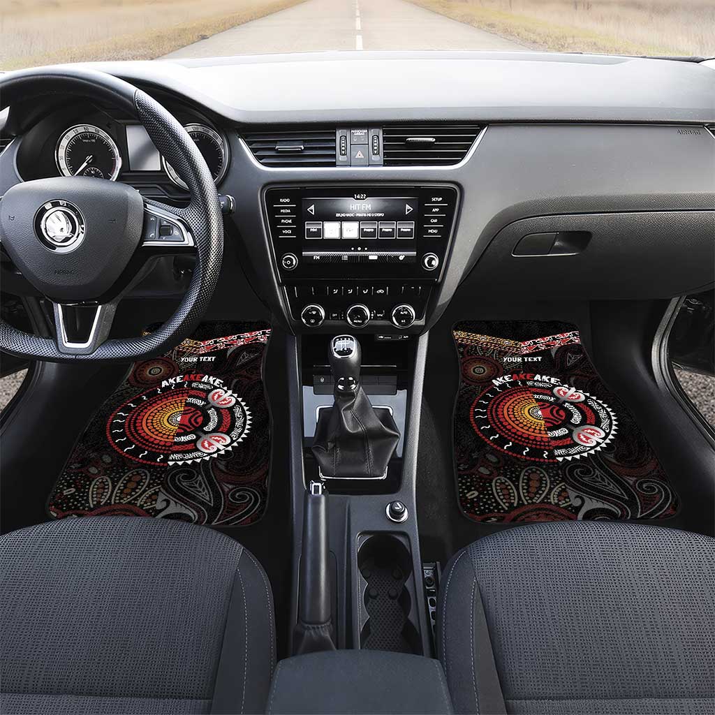 Aotearoa and Australia Indigenous Car Mats Stand Together For Te Tiriti LT7 Set 2pcs - Front Black - Polynesian Pride