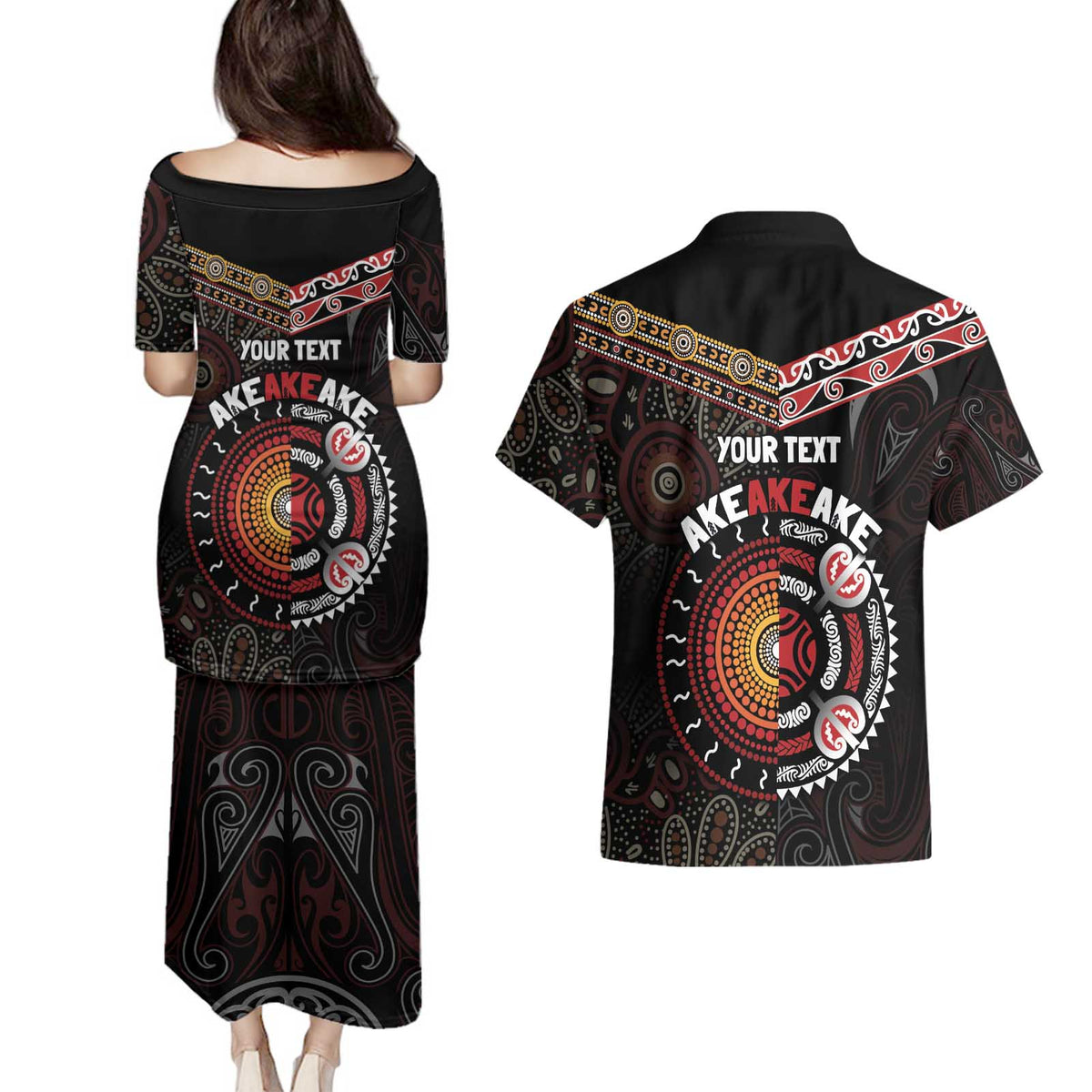 Aotearoa and Australia Indigenous Couples Matching Puletasi and Hawaiian Shirt Stand Together For Te Tiriti LT7 - Polynesian Pride