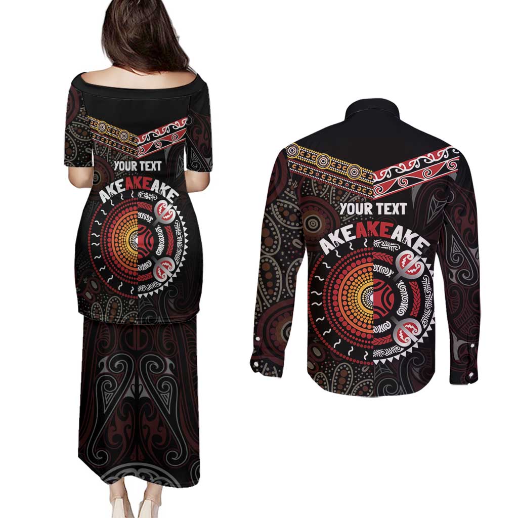Aotearoa and Australia Indigenous Couples Matching Puletasi and Long Sleeve Button Shirt Stand Together For Te Tiriti LT7 - Polynesian Pride
