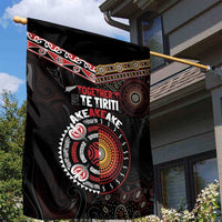 Aotearoa and Australia Indigenous Garden Flag Stand Together For Te Tiriti LT7 - Polynesian Pride