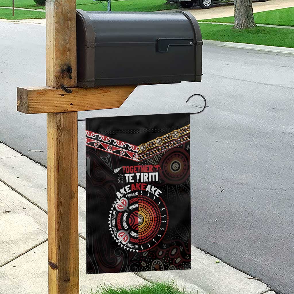 Aotearoa and Australia Indigenous Garden Flag Stand Together For Te Tiriti LT7 - Polynesian Pride