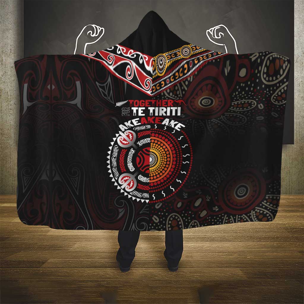 Aotearoa and Australia Indigenous Hooded Blanket Stand Together For Te Tiriti