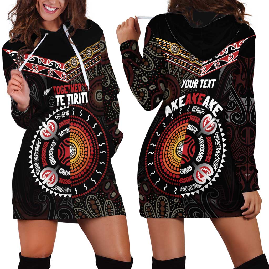 Aotearoa and Australia Indigenous Hoodie Dress Stand Together For Te Tiriti LT7 - Polynesian Pride