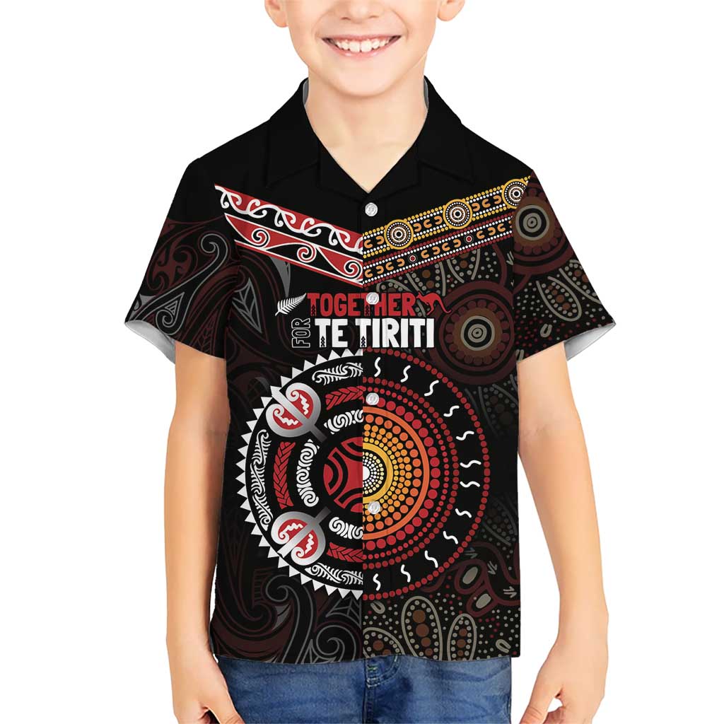 Aotearoa and Australia Indigenous Kid Hawaiian Shirt Stand Together For Te Tiriti