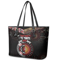 Aotearoa and Australia Indigenous Leather Tote Bag Stand Together For Te Tiriti LT7 - Polynesian Pride