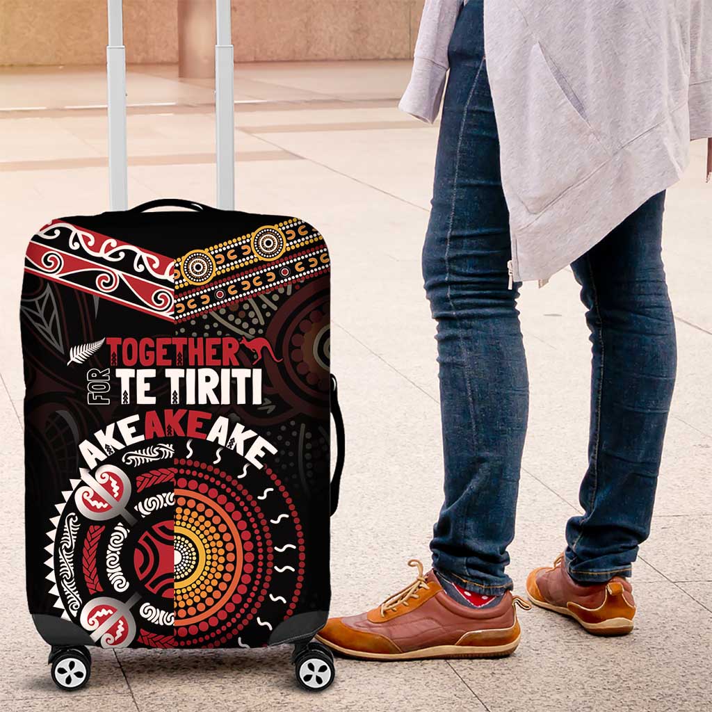 Aotearoa and Australia Indigenous Luggage Cover Stand Together For Te Tiriti