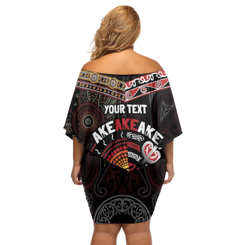 Aotearoa and Australia Indigenous Off Shoulder Short Dress Stand Together For Te Tiriti LT7 - Polynesian Pride