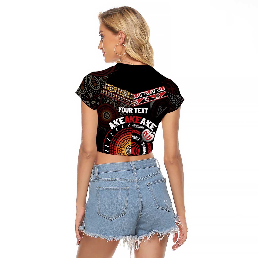 Aotearoa and Australia Indigenous Raglan Cropped T Shirt Stand Together For Te Tiriti LT7 - Polynesian Pride