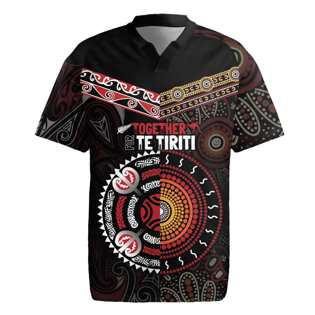 Aotearoa and Australia Indigenous Rugby Jersey Stand Together For Te Tiriti LT7 Black - Polynesian Pride
