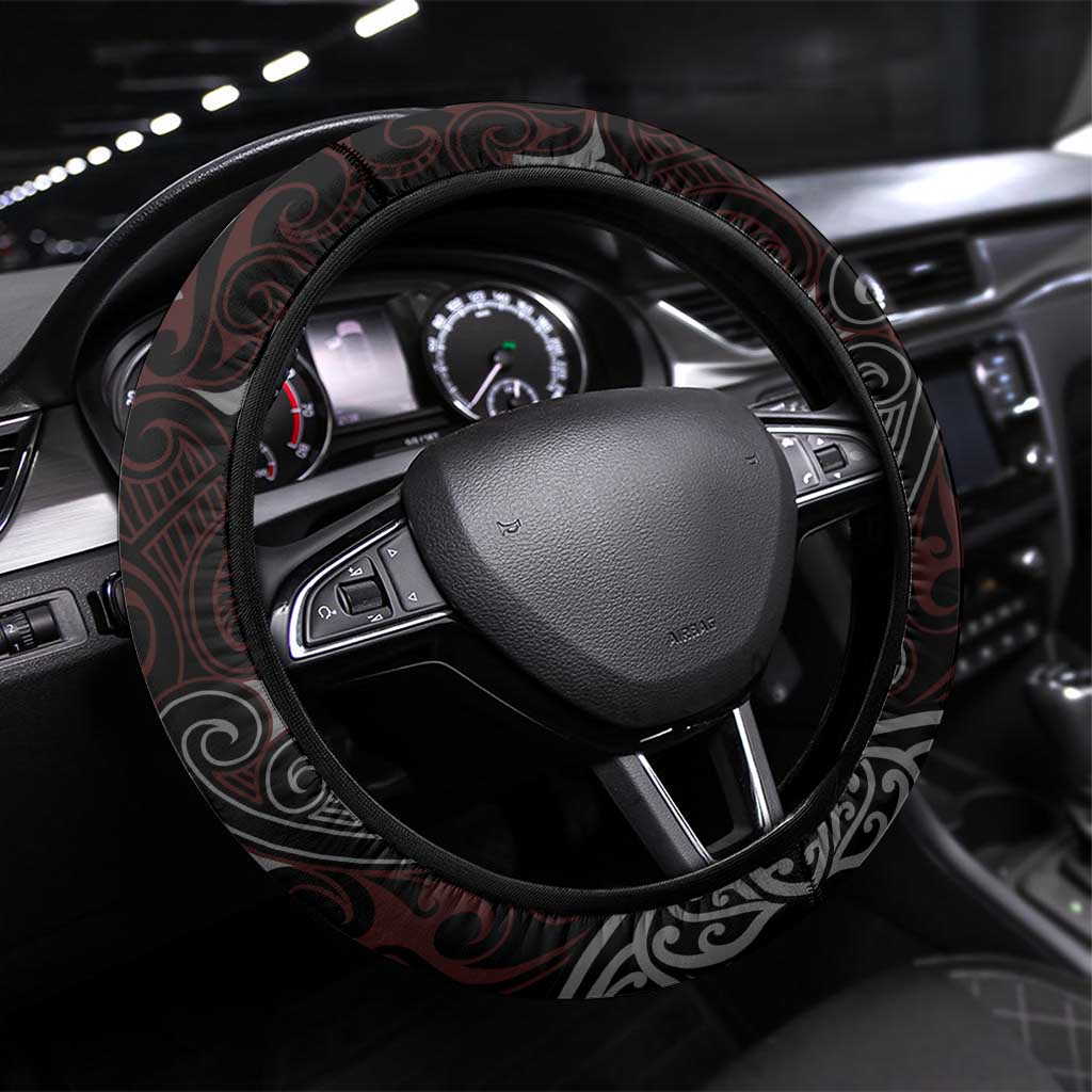 Aotearoa and Australia Indigenous Steering Wheel Cover Stand Together For Te Tiriti LT7 Universal Fit Black - Polynesian Pride
