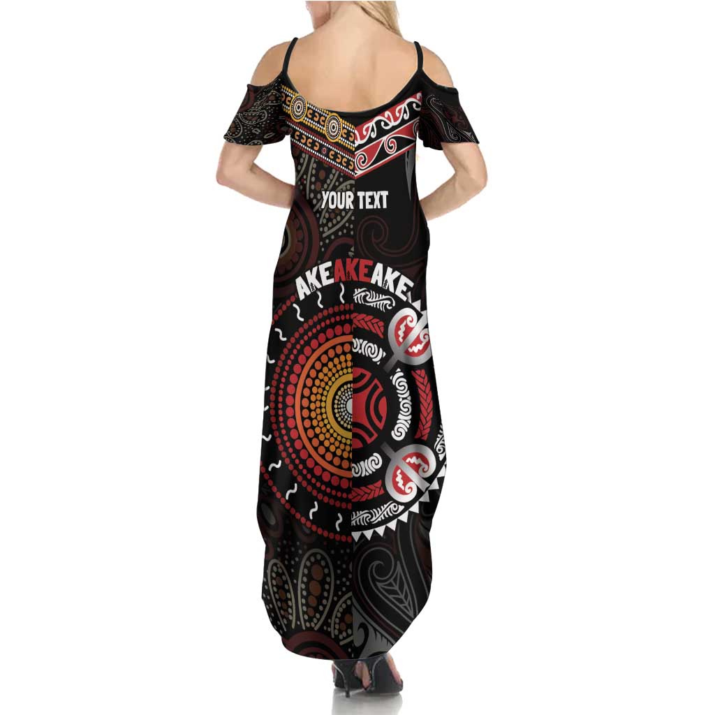 Aotearoa and Australia Indigenous Summer Maxi Dress Stand Together For Te Tiriti LT7 - Polynesian Pride