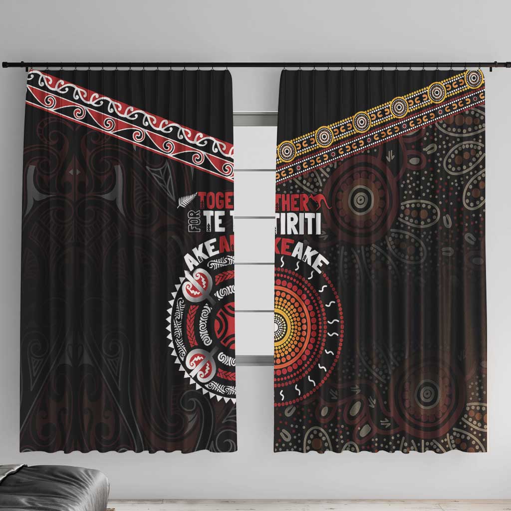 Aotearoa and Australia Indigenous Window Curtain Stand Together For Te Tiriti