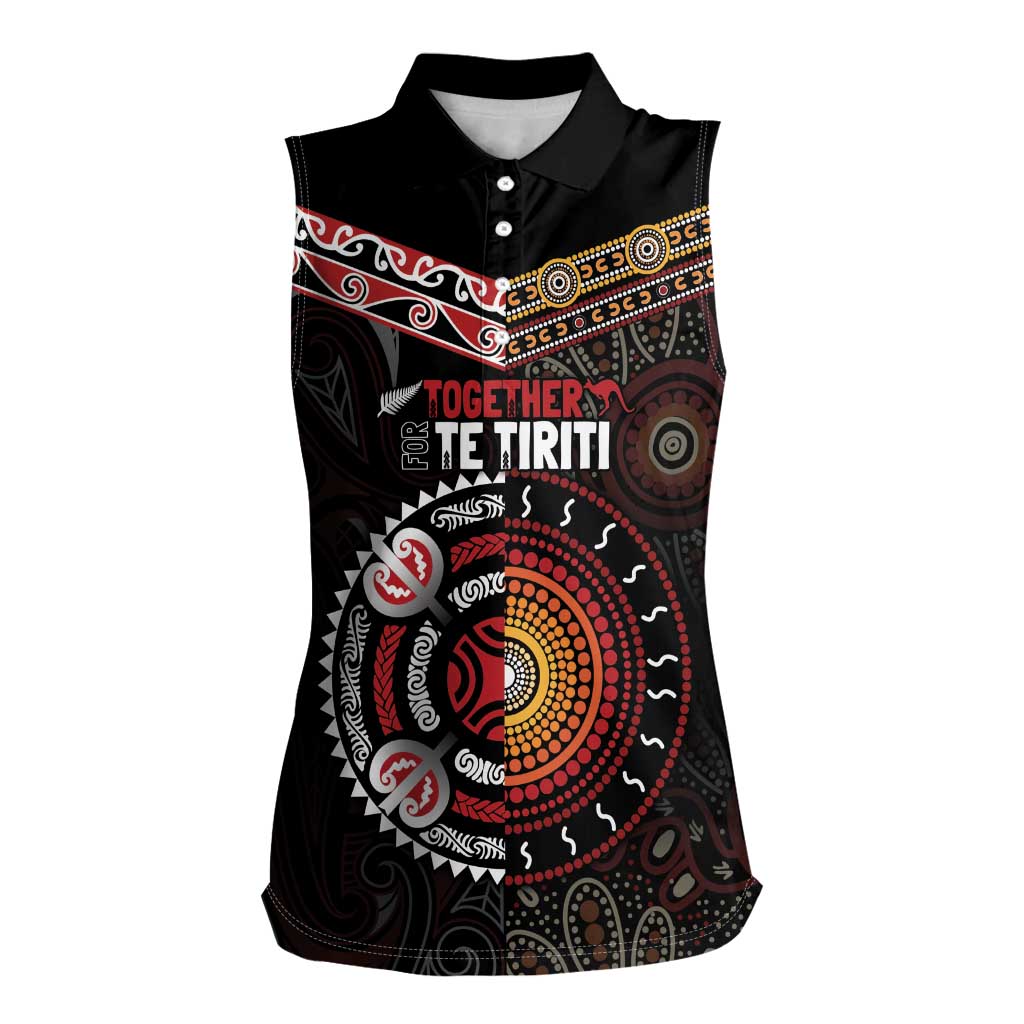 Aotearoa and Australia Indigenous Women Sleeveless Polo Shirt Stand Together For Te Tiriti