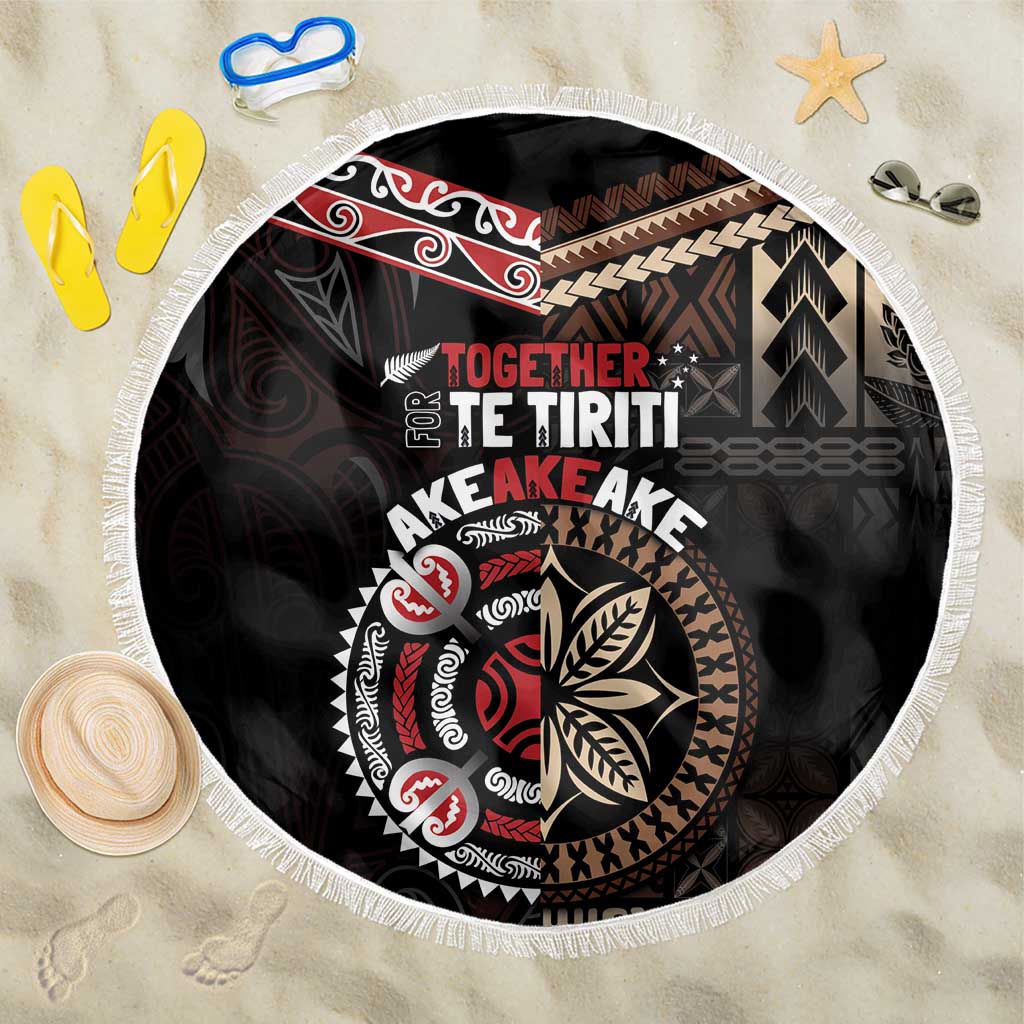 Aotearoa and Samoa Together For Te Tiriti Beach Blanket Kowhaiwhai Mix Siapo