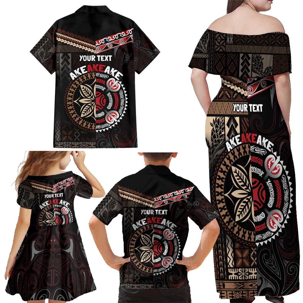 Aotearoa and Samoa Together For Te Tiriti Family Matching Off Shoulder Maxi Dress and Hawaiian Shirt Kowhaiwhai Mix Siapo