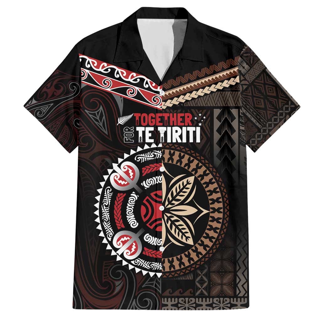 Aotearoa and Samoa Together For Te Tiriti Hawaiian Shirt Kowhaiwhai Mix Siapo