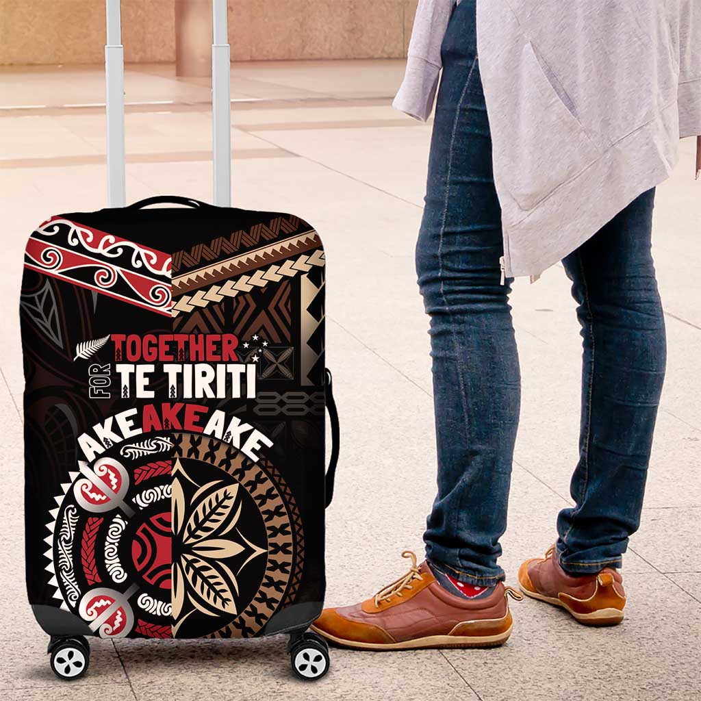 Aotearoa and Samoa Together For Te Tiriti Luggage Cover Kowhaiwhai Mix Siapo