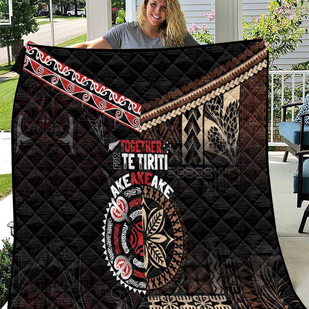 Aotearoa and Samoa Together For Te Tiriti Quilt Kowhaiwhai Mix Siapo