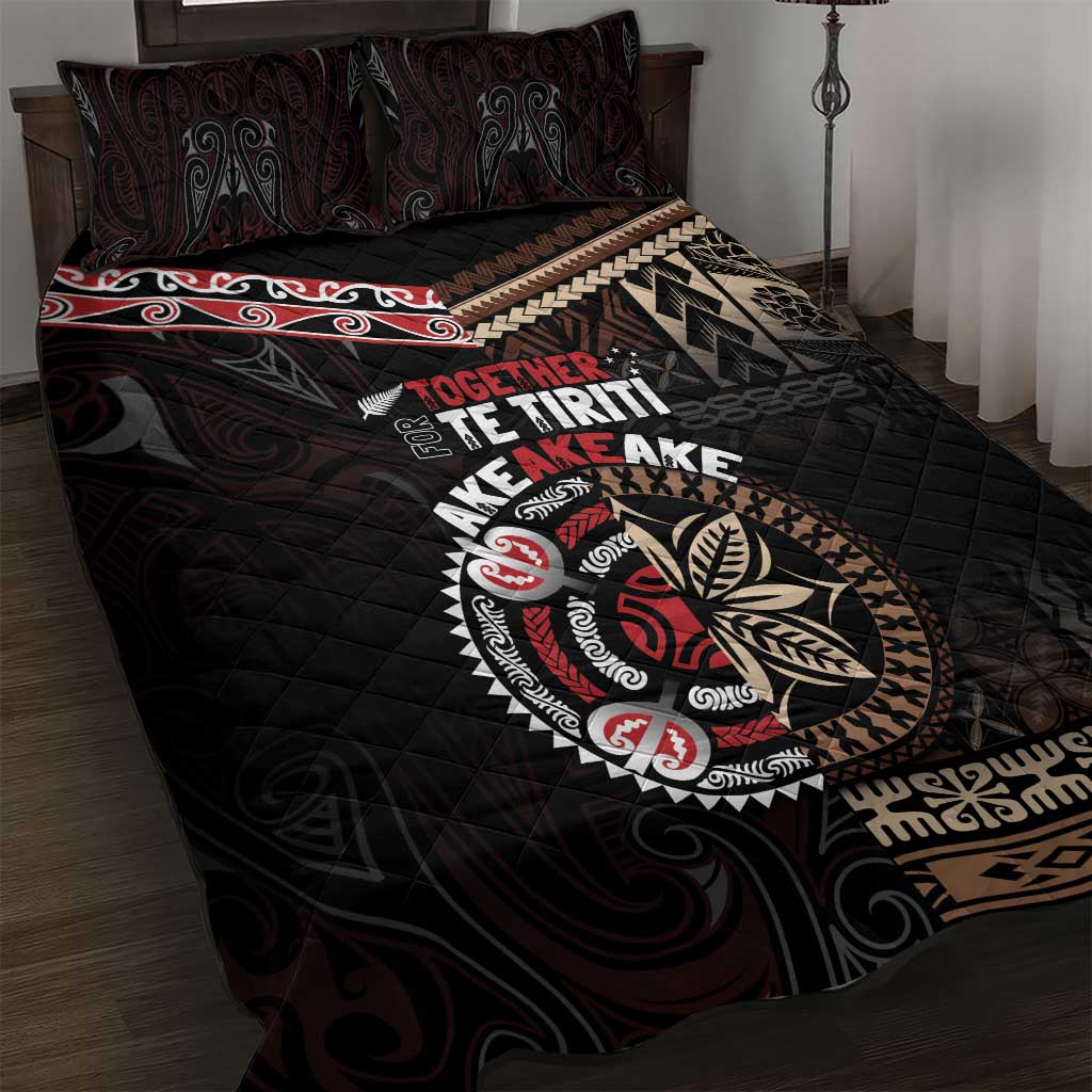 Aotearoa and Samoa Together For Te Tiriti Quilt Bed Set Kowhaiwhai Mix Siapo