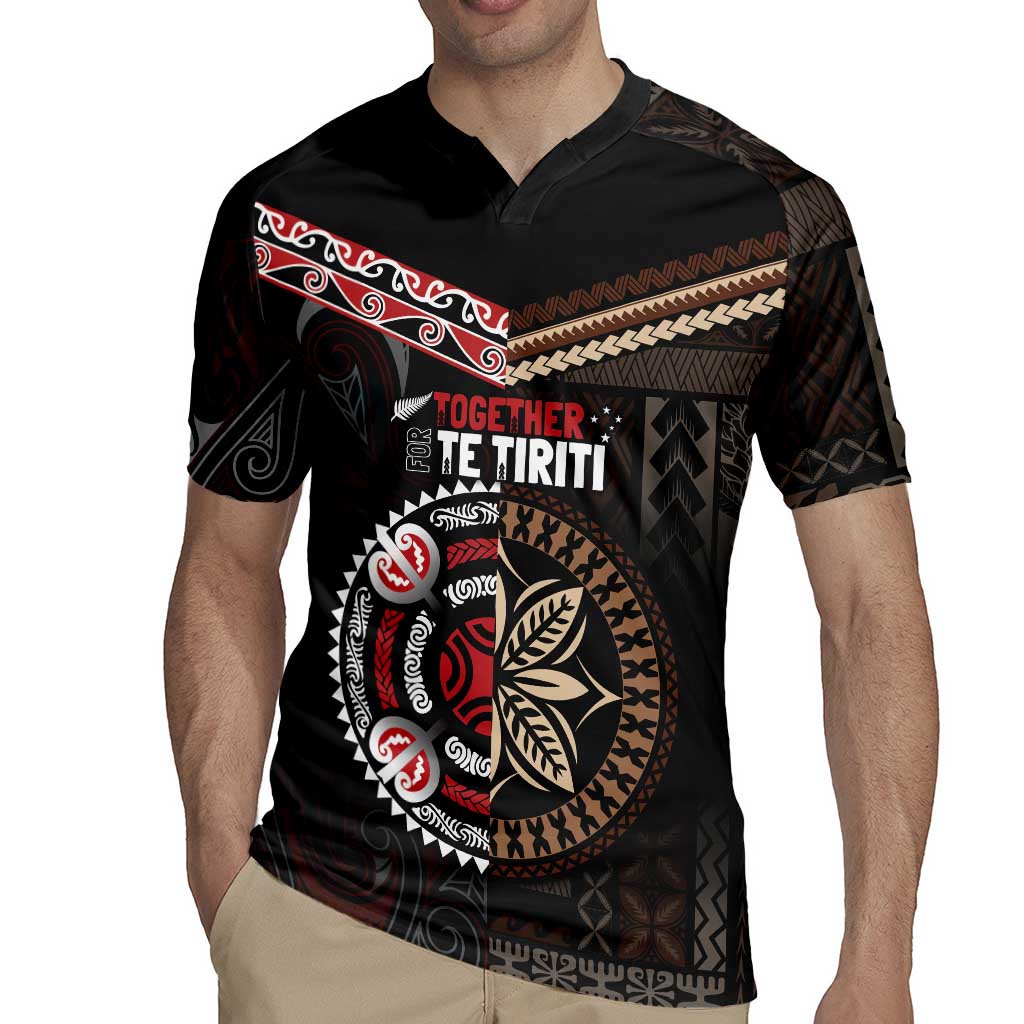 Aotearoa and Samoa Together For Te Tiriti Rugby Jersey Kowhaiwhai Mix Siapo