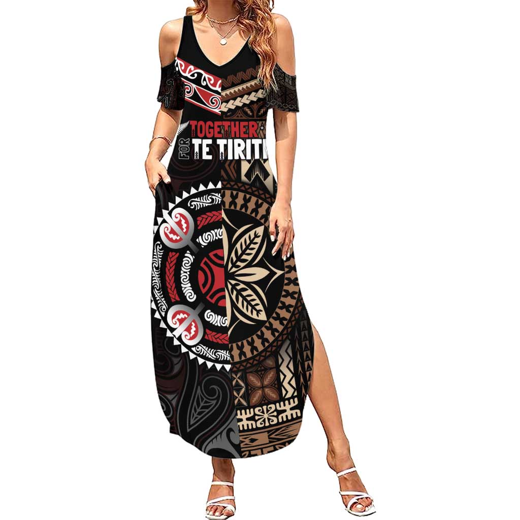 Aotearoa and Samoa Together For Te Tiriti Summer Maxi Dress Kowhaiwhai Mix Siapo