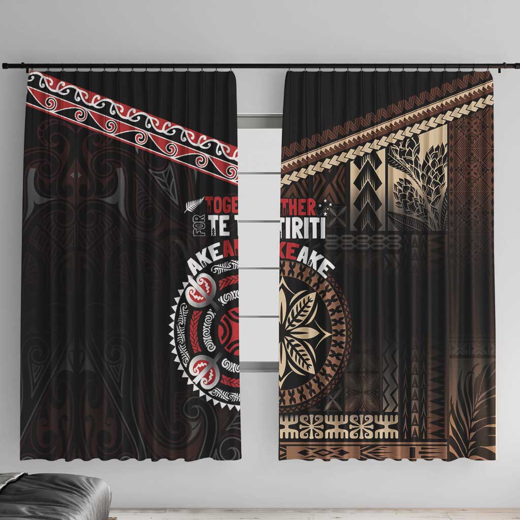 Aotearoa and Samoa Together For Te Tiriti Window Curtain Kowhaiwhai Mix Siapo