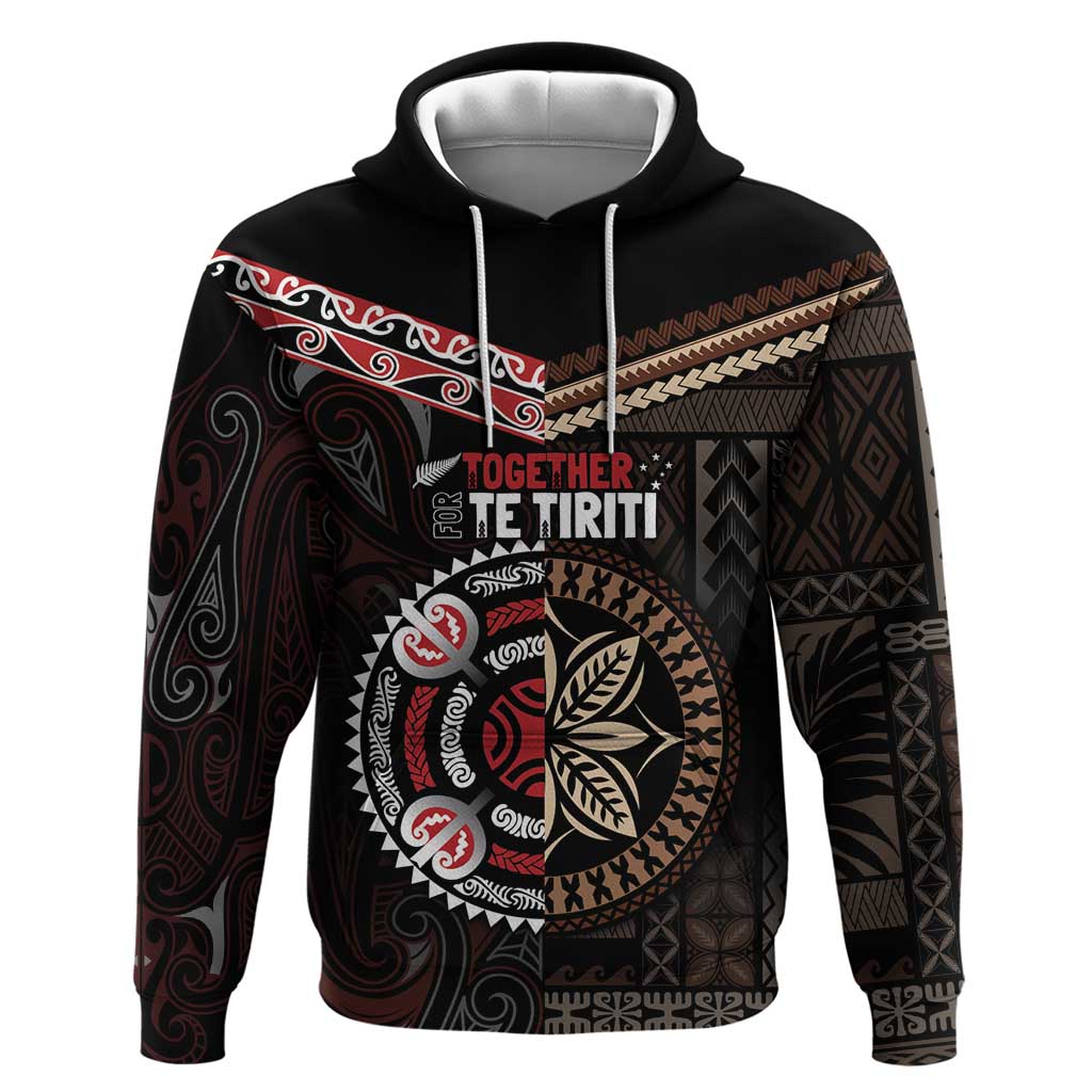 Aotearoa and Samoa Together For Te Tiriti Zip Hoodie Kowhaiwhai Mix Siapo