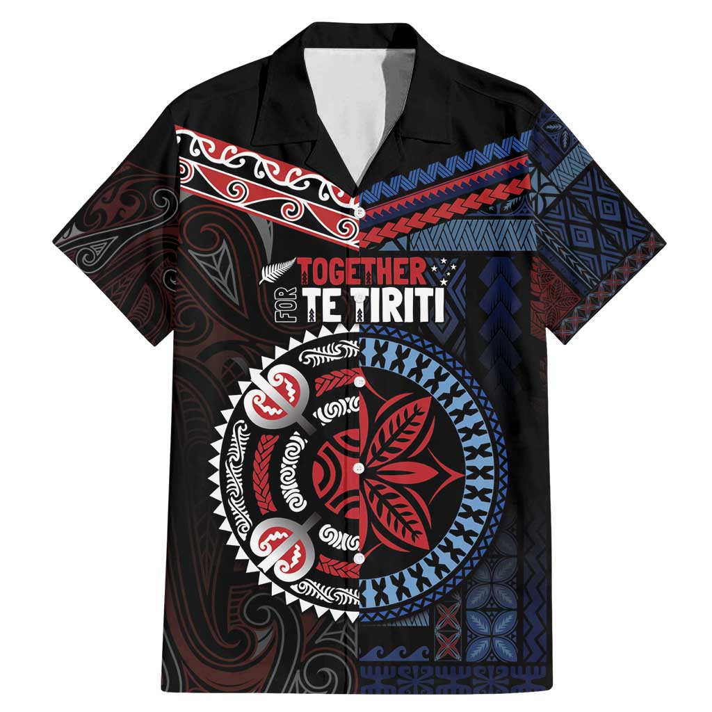 Aotearoa and Samoa Together For Te Tiriti Family Matching Mermaid Dress and Hawaiian Shirt Kowhaiwhai Mix Siapo - Flag Color