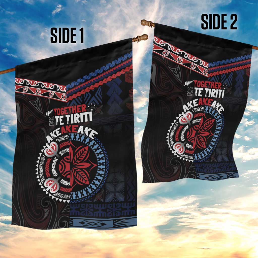 Aotearoa and Samoa Together For Te Tiriti Garden Flag Kowhaiwhai Mix Siapo - Flag Color
