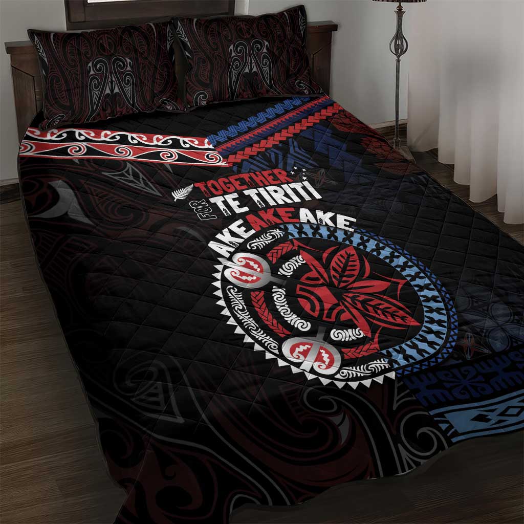 Aotearoa and Samoa Together For Te Tiriti Quilt Bed Set Kowhaiwhai Mix Siapo - Flag Color