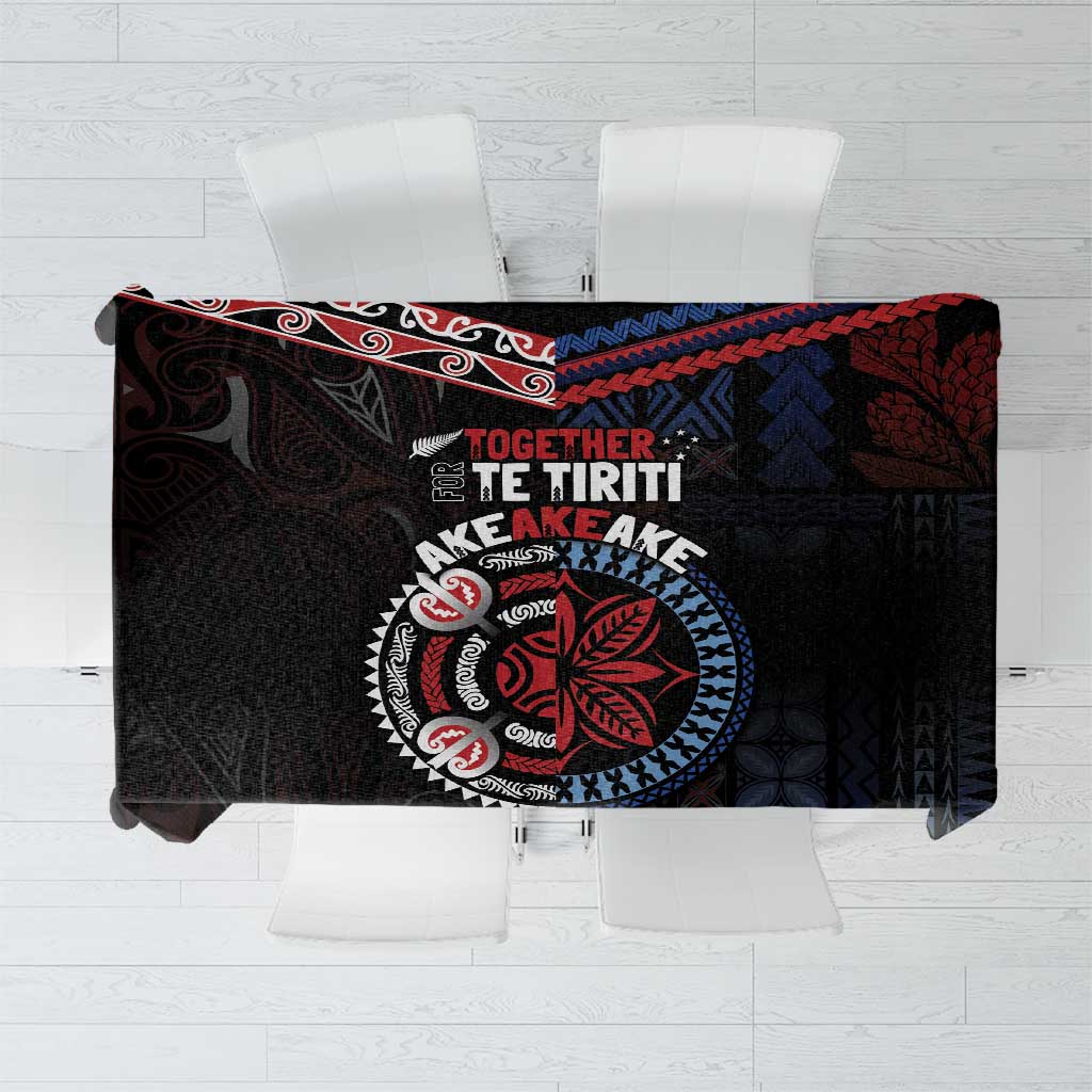 Aotearoa and Samoa Together For Te Tiriti Tablecloth Kowhaiwhai Mix Siapo - Flag Color