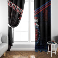Aotearoa and Samoa Together For Te Tiriti Window Curtain Kowhaiwhai Mix Siapo - Flag Color