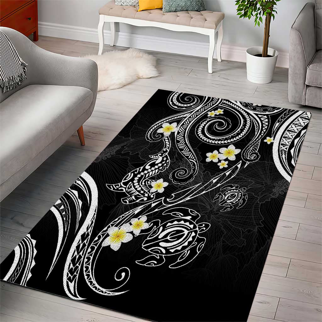 Polynesia Tribal Area Rug Tentacles Plumeria