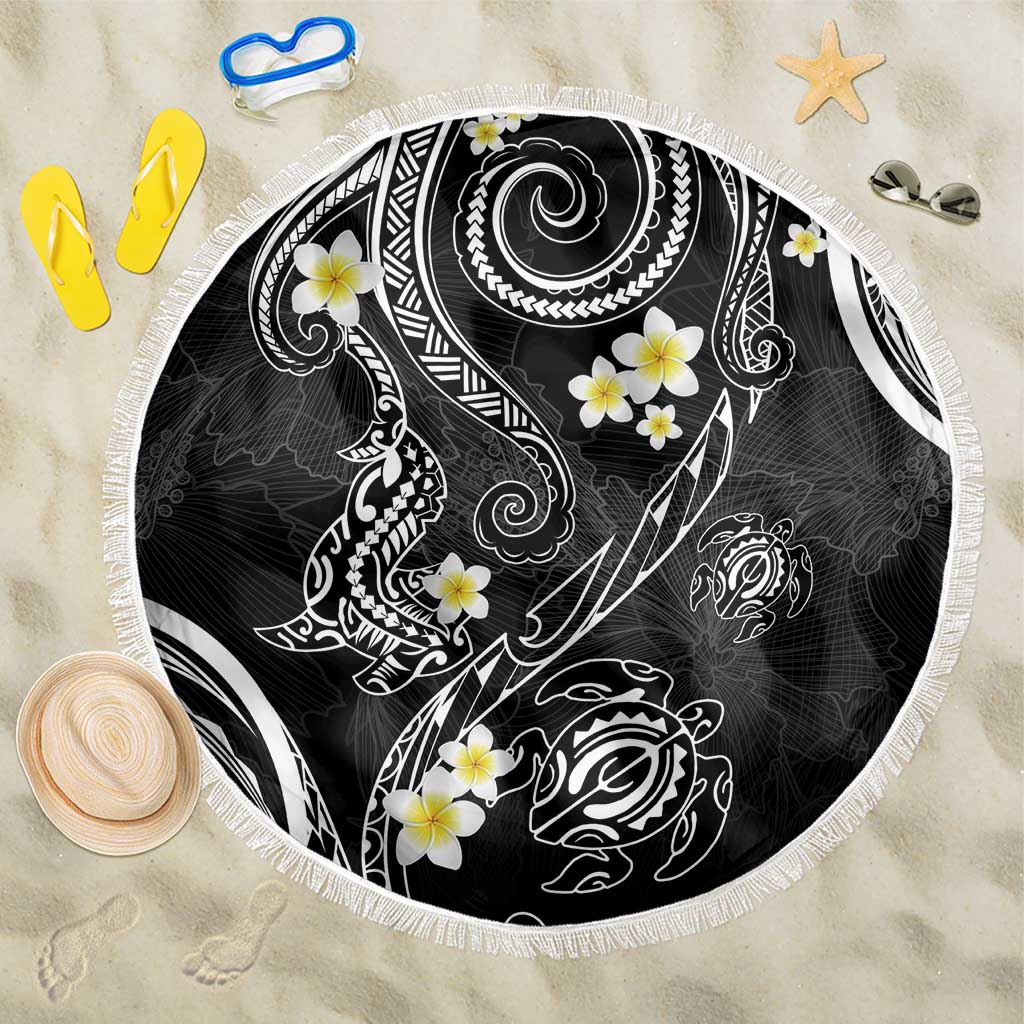 Polynesia Tribal Beach Blanket Tentacles Plumeria LT7 One Size 150cm Black - Polynesian Pride