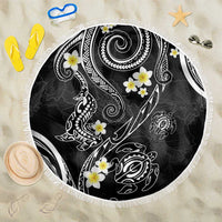 Polynesia Tribal Beach Blanket Tentacles Plumeria LT7 One Size 150cm Black - Polynesian Pride
