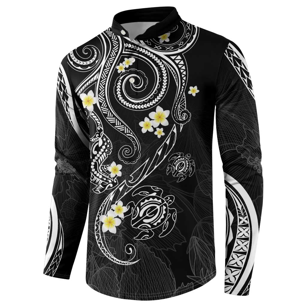 Polynesia Tribal Button Sweatshirt Tentacles Plumeria LT7 - Polynesian Pride