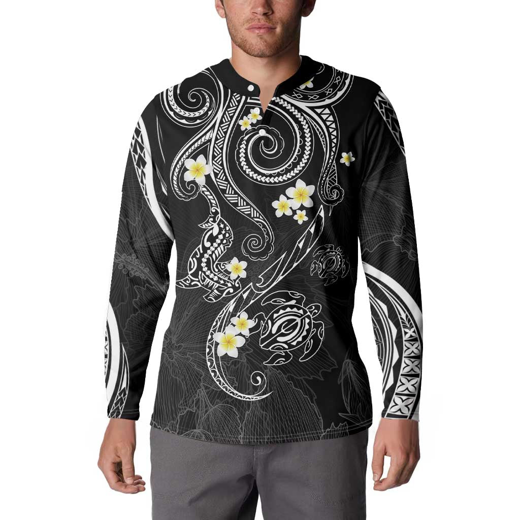Polynesia Tribal Button Sweatshirt Tentacles Plumeria LT7 - Polynesian Pride