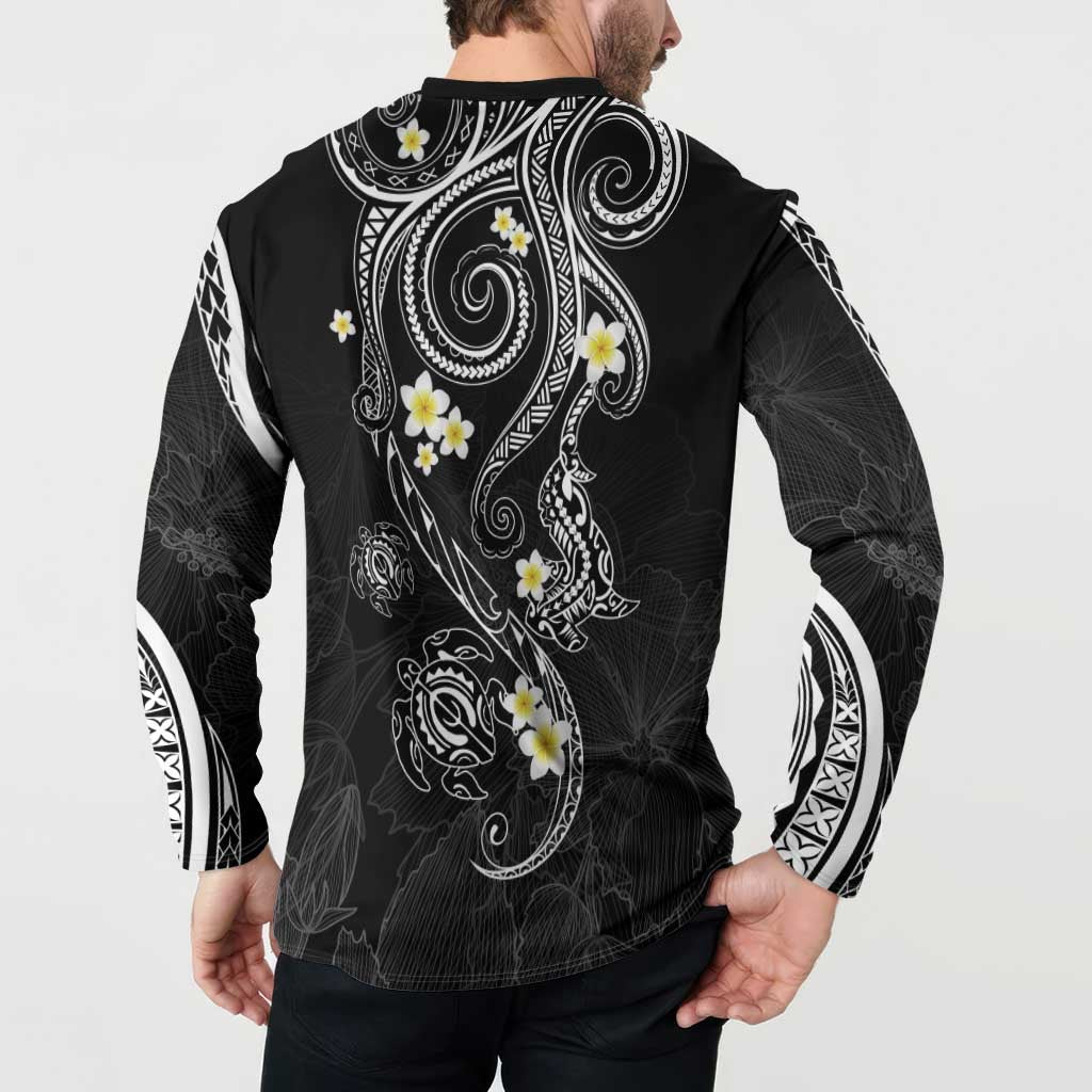 Polynesia Tribal Button Sweatshirt Tentacles Plumeria LT7 - Polynesian Pride