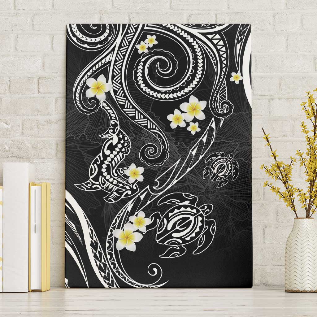 Polynesia Tribal Canvas Wall Art Tentacles Plumeria LT7 Without Frame Black - Polynesian Pride