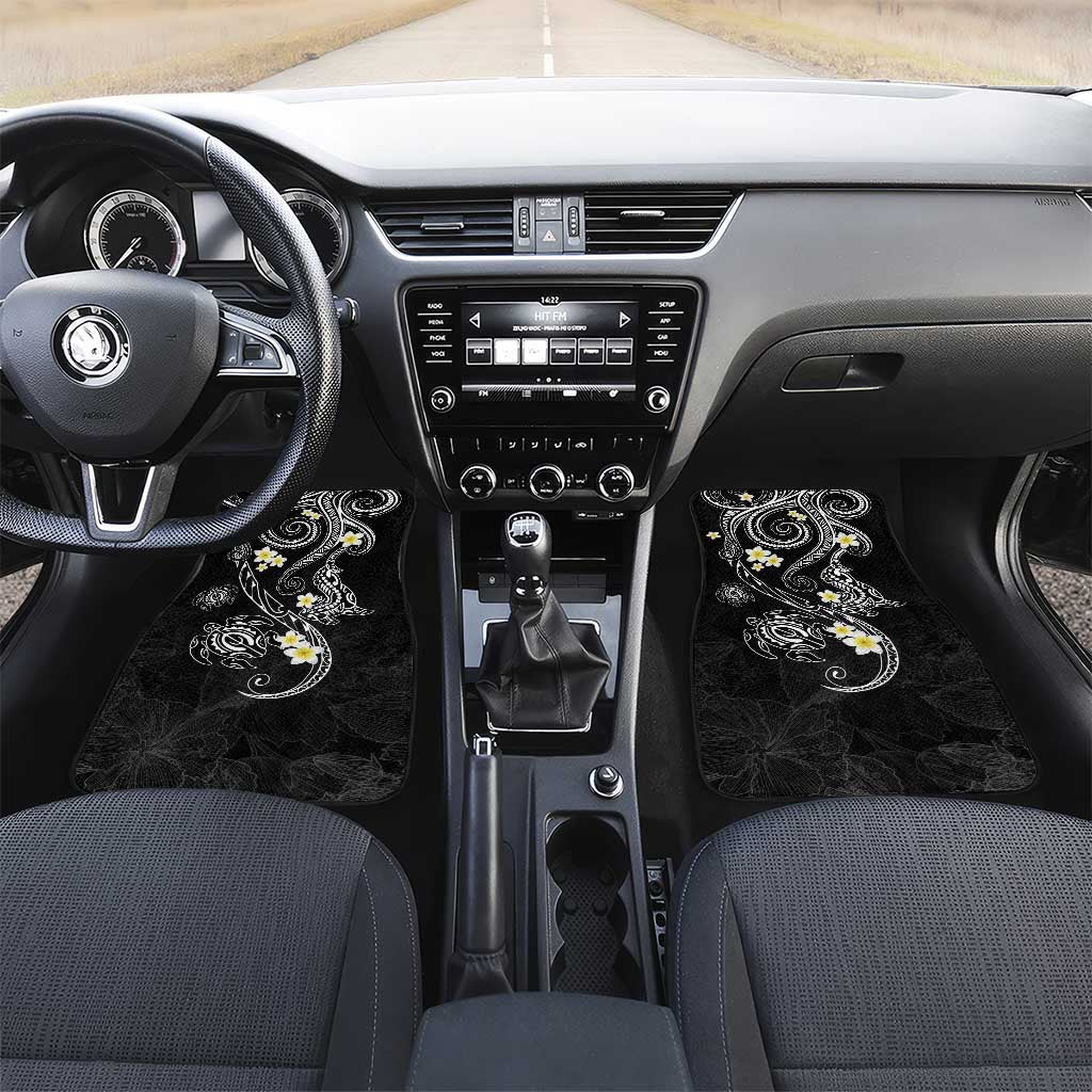 Polynesia Tribal Car Mats Tentacles Plumeria LT7 Set 2pcs - Front Black - Polynesian Pride