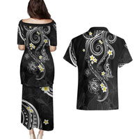 Polynesia Tribal Couples Matching Puletasi and Hawaiian Shirt Tentacles Plumeria LT7 - Polynesian Pride