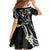 Polynesia Tribal Family Matching Off Shoulder Maxi Dress and Hawaiian Shirt Tentacles Plumeria