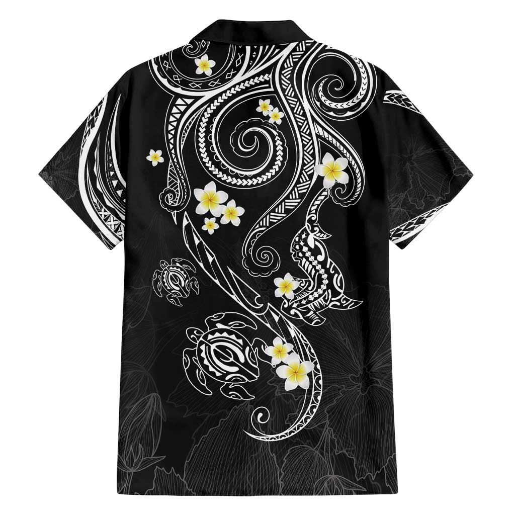 Polynesia Tribal Family Matching Off Shoulder Short Dress and Hawaiian Shirt Tentacles Plumeria