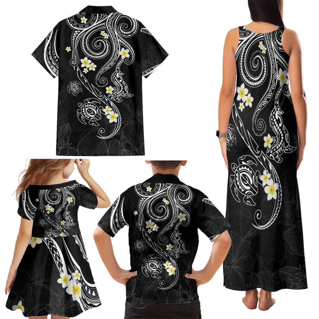 Polynesia Tribal Family Matching Tank Maxi Dress and Hawaiian Shirt Tentacles Plumeria