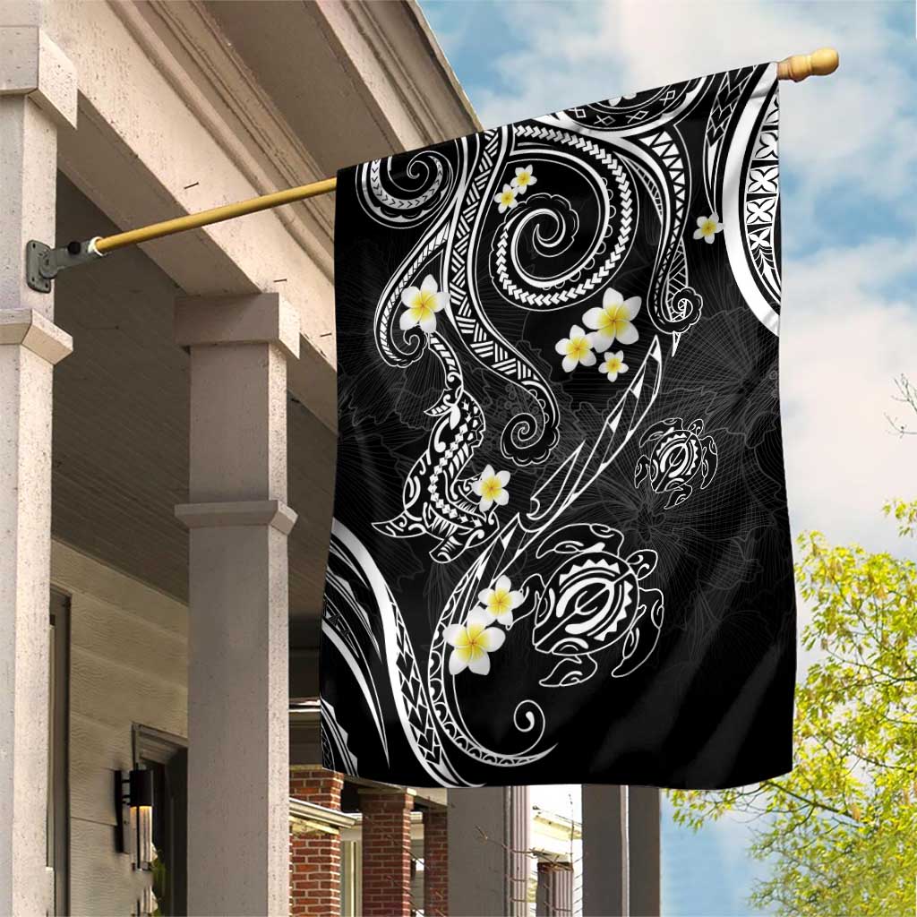 Polynesia Tribal Garden Flag Tentacles Plumeria LT7 House Flag Black - Polynesian Pride