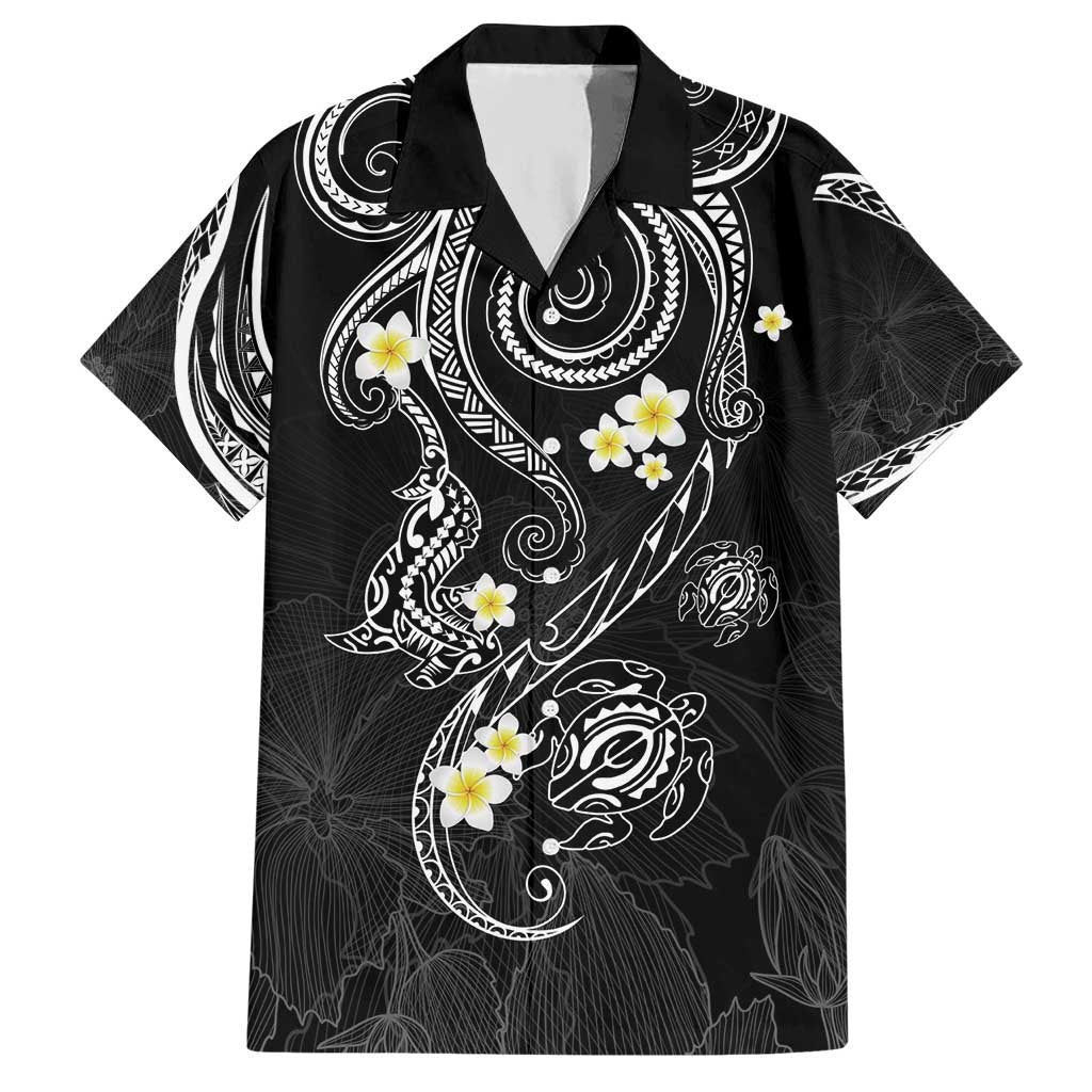 Polynesia Tribal Hawaiian Shirt Tentacles Plumeria LT7 Black - Polynesian Pride