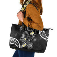 Polynesia Tribal Leather Tote Bag Tentacles Plumeria LT7 Black - Polynesian Pride