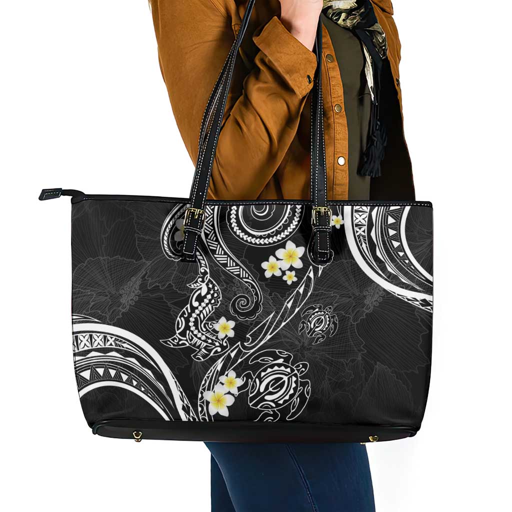Polynesia Tribal Leather Tote Bag Tentacles Plumeria LT7 - Polynesian Pride