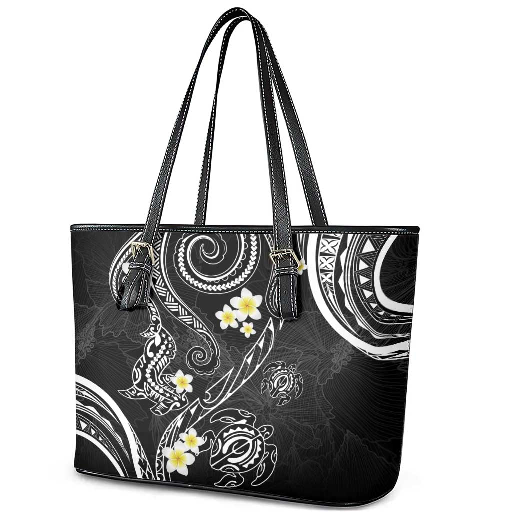 Polynesia Tribal Leather Tote Bag Tentacles Plumeria LT7 - Polynesian Pride