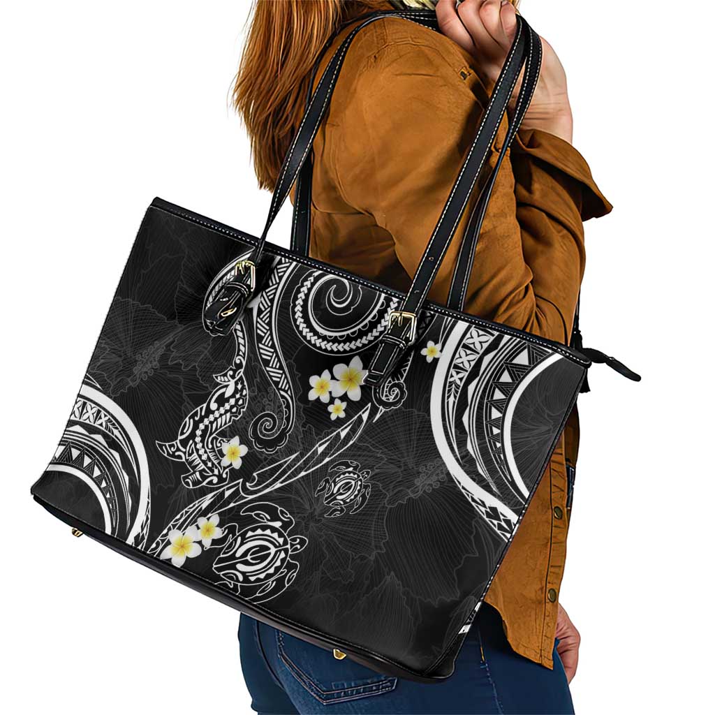 Polynesia Tribal Leather Tote Bag Tentacles Plumeria LT7 - Polynesian Pride